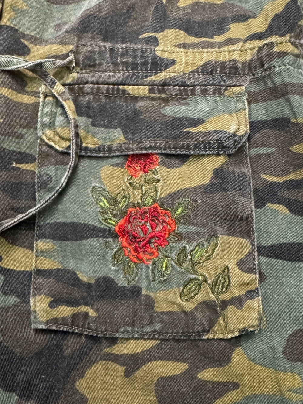 Versona Women S Camo Utility Jacket Embroidered Roses Military Cargo Safari Y2K - Picture 4 of 7